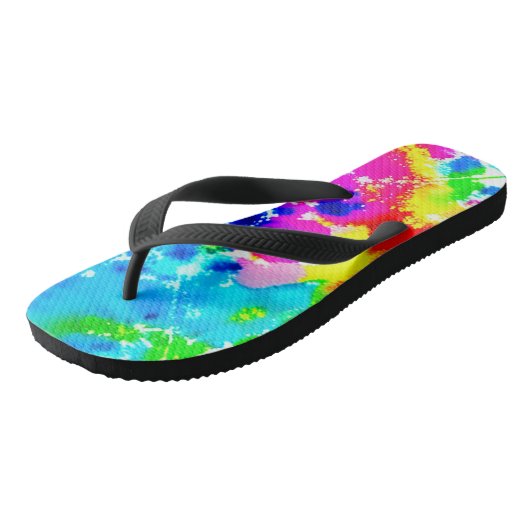 Rainbow Gefärbte Krawatte Flip Flops Badesandalen (Schrägansicht)