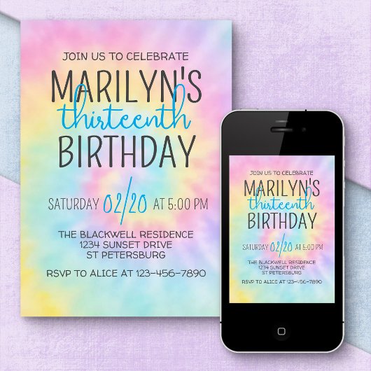 Rainbow Gefärbte Krawatte Geburtstag Einladung