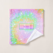 Rainbow Gefärbte Krawatte Glitzer Individuelle Nam Badhandtuch Set (Waschlappen)