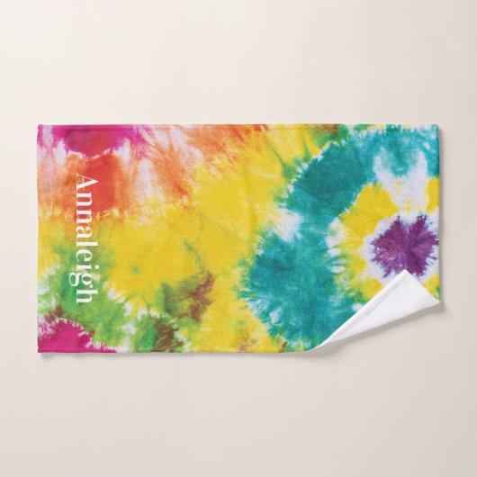 Rainbow Gefärbte Krawatte Individuelle Name Badhandtuch Set (Handtuch)