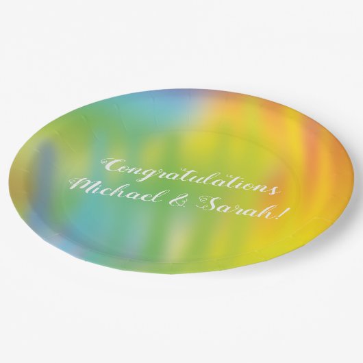 Rainbow Gefärbte Krawatte Kinderdusche Pappteller (Schrägansicht)