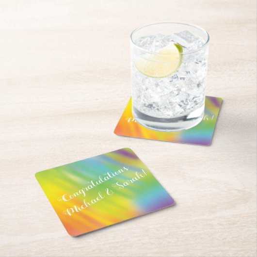 Rainbow Gefärbte Krawatte Kinderdusche Rechteckiger Pappuntersetzer (Vor Ort)