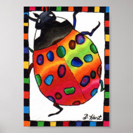 Rainbow Gefärbte Krawatte Ladybug Mini Folk Art Poster