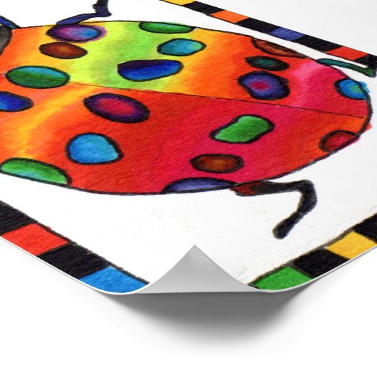 Rainbow Gefärbte Krawatte Ladybug Mini Folk Art Poster (Ecke)