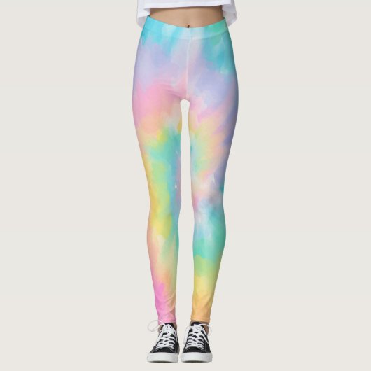 Rainbow-Gefärbte Krawatte Leggings (Vorderseite)