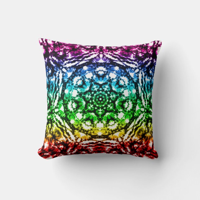 Rainbow Gefärbte Krawatte Mandala Star Kissen (Vorderseite)