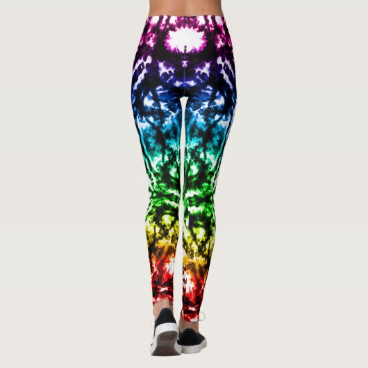 Rainbow Gefärbte Krawatte Mandala Star Leggings (Rückseite)