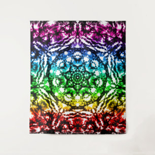 Rainbow Gefärbte Krawatte Mandala Star Retro Wandteppich