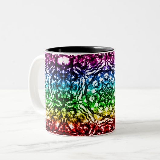 Rainbow Gefärbte Krawatte Mandala Star Zweifarbige Tasse (Vorderseite Links)