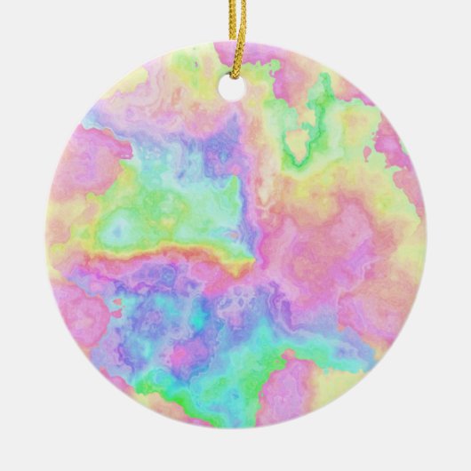 Rainbow Gefärbte Krawatte Marmorsteine Pastelle Keramik Ornament (Vorne)