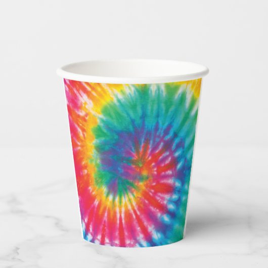 Rainbow Gefärbte Krawatte Pattern Novelty Pappbecher (Vorderseite)