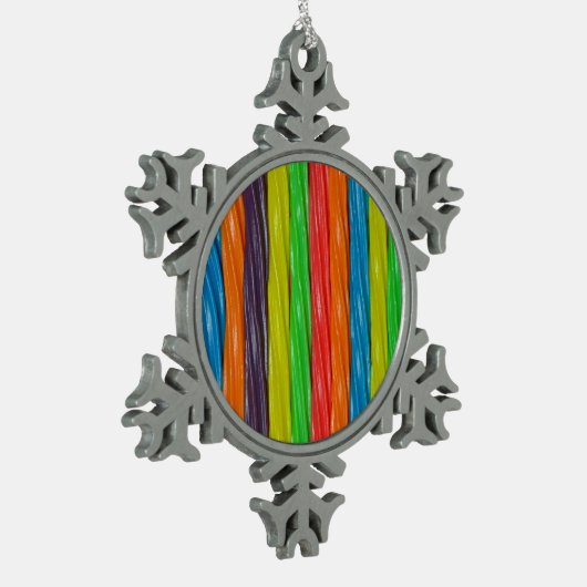 Rainbow-gefärbte Weihnachtsschmuck Schneeflocken Zinn-Ornament (Links)