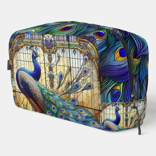 Rainbow-gefestigtes Glas Peacock-Dopp-Kit Waschbeutel (Rechte Ecke)