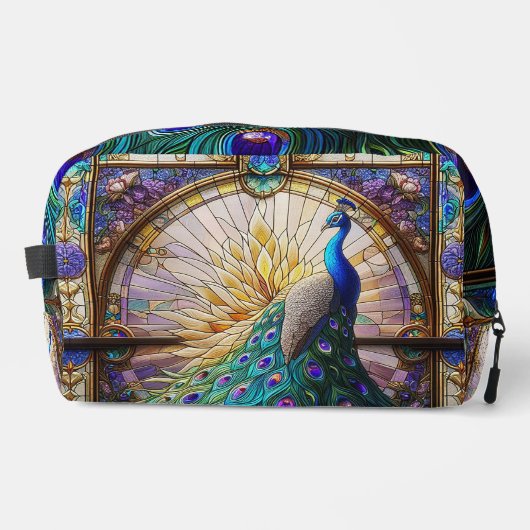 Rainbow-gefestigtes Glas Peacock-Dopp-Kit Waschbeutel (Vorderseite)