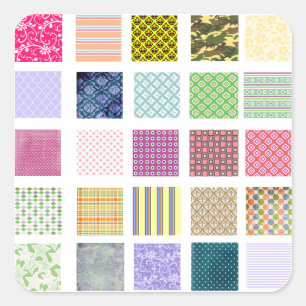 Rainbow-gekachelte Quadrate Quadratischer Aufkleber