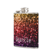 Rainbow-gelbe rote lila Glitzern Persönlich Flachmann (Links)