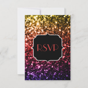 Rainbow gelbe rote lila Glitzern Sweet 16 UAWG RSVP Karte