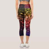 Rainbow-gelbe rote lila Imitate Glitzer Glitzern Capri Leggings (Rückseite)