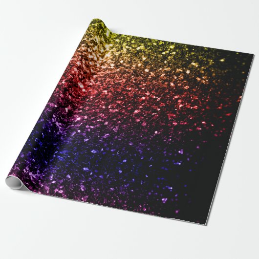 Rainbow-gelbe rote lila Imitate Glitzer Glitzern Geschenkpapier (Ungerollt)