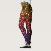 Rainbow-gelbe rote lila Imitate Glitzer Glitzern Leggings (Links)