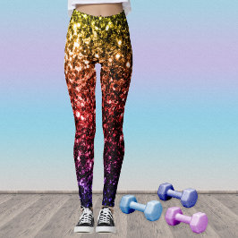 Rainbow-gelbe rote lila Imitate Glitzer Glitzern Leggings