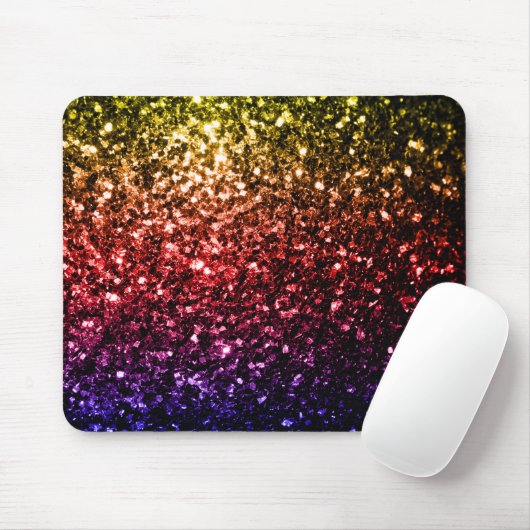 Rainbow-gelbe rote lila Imitate Glitzer Glitzern Mousepad (Mit Mouse)