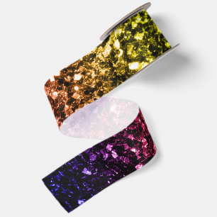 Rainbow-gelbe rote lila Imitate Glitzer Glitzern Satinband