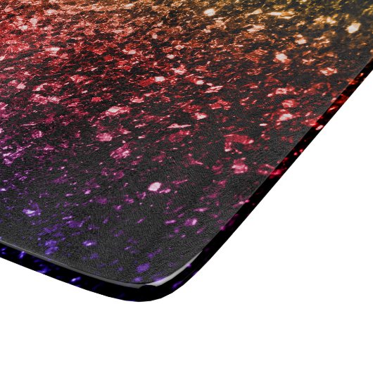 Rainbow-gelbe rote lila Imitate Glitzer Glitzern Schneidebrett (Ecke)