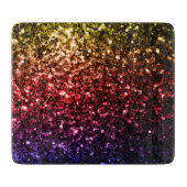 Rainbow-gelbe rote lila Imitate Glitzer Glitzern Schneidebrett (Vorderseite)