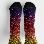 Rainbow-gelbe rote lila Imitate Glitzer Glitzern Socken (Oben)