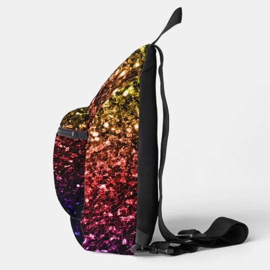 Rainbow-gelbe rote lila Imitate Glitzern Crossbody Bag (Rechts)