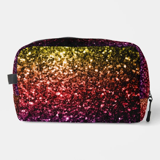 Rainbow-gelbe rote lila Imitate Glitzern Waschbeutel (Vorderseite)