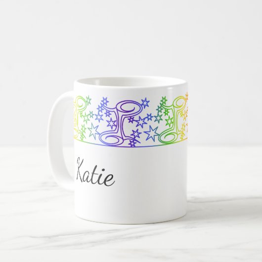 Rainbow Gemini Sign Personalisierte Mug Kaffeetasse (Vorderseite Links)