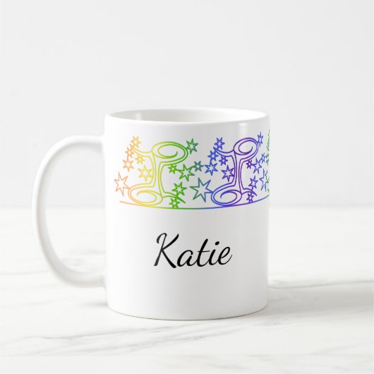 Rainbow Gemini Sign Personalisierte Mug Kaffeetasse (Links)