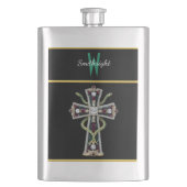 Rainbow Gemstone Cross Brooch Flachmann (Vorderseite)