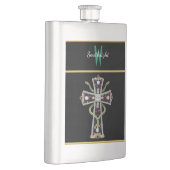 Rainbow Gemstone Cross Brooch Flachmann (Rechts)