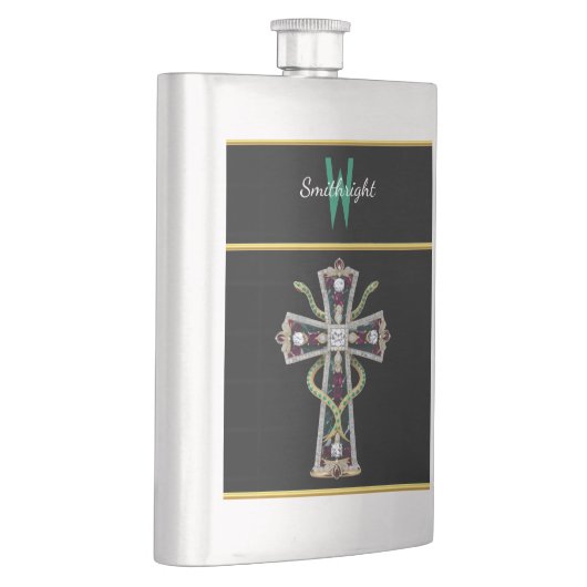 Rainbow Gemstone Cross Brooch Flachmann (Rechts)