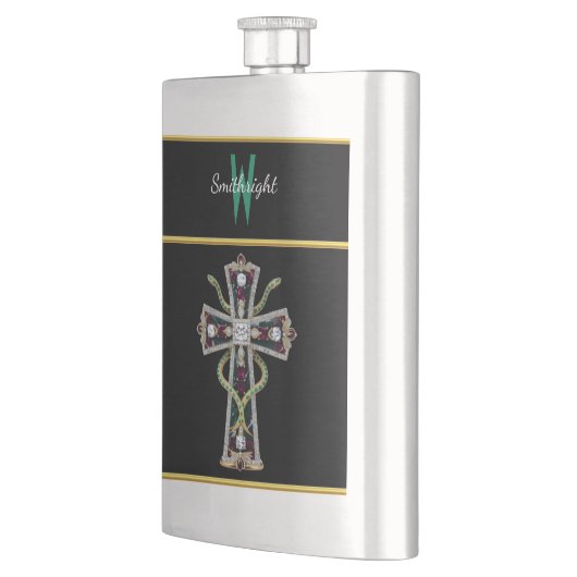 Rainbow Gemstone Cross Brooch Flachmann (Links)