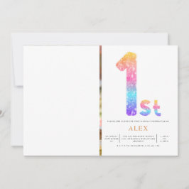 Rainbow Gender Neutral 1. Geburtstag Foto Einladung