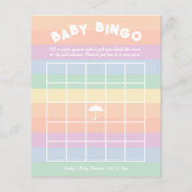 Rainbow Gender Neutral Baby Shower Bingo Game