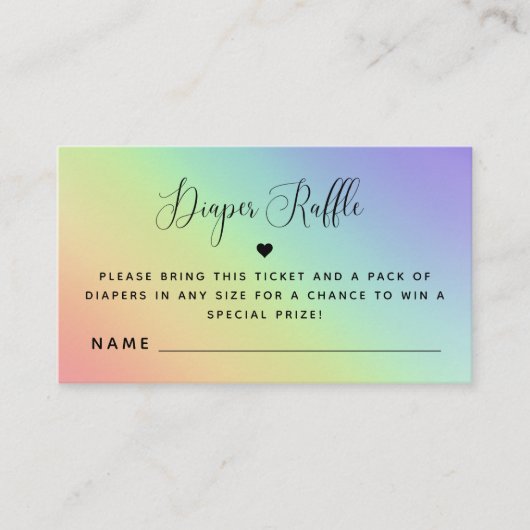 Rainbow Gender Neutral Baby Shower Diaper Raffle E Begleitkarte (Vorderseite)