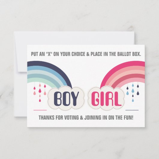 RAINBOW GENDER REVEAL ABSTIMMUNGSBALLOT Einladung (Vorderseite)