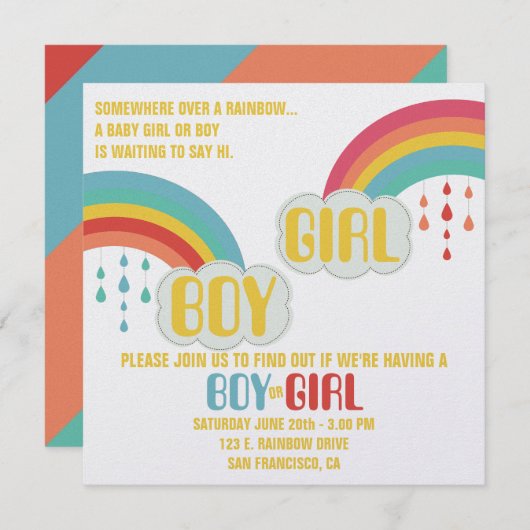RAINBOW GENDER REVEAL Einladung (Vorne/Hinten)