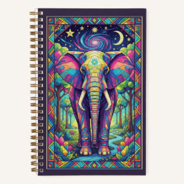 Rainbow Geometric Elephant Cosmic Forest Journal Notizblock