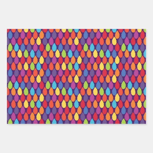 Rainbow Geometric Leaf Pattern Geschenkpapier Set (Vorderseite 3)