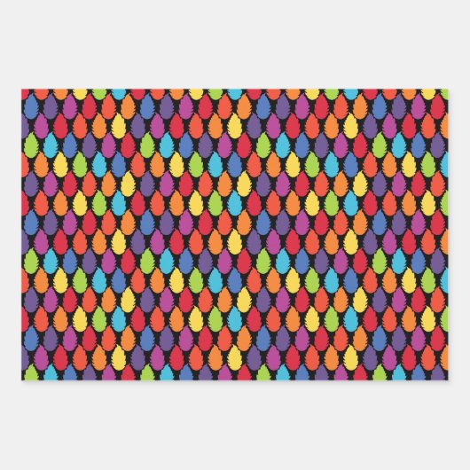 Rainbow Geometric Leaf Pattern Geschenkpapier Set (Vorderseite)