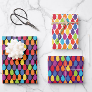 Rainbow Geometric Leaf Pattern Geschenkpapier Set