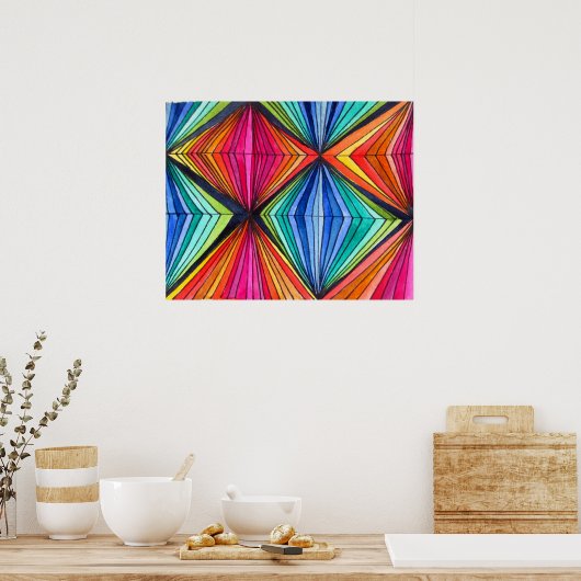 Rainbow Geometric Optical Art Poster (Küche)
