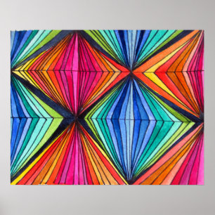Rainbow Geometric Optical Art Poster