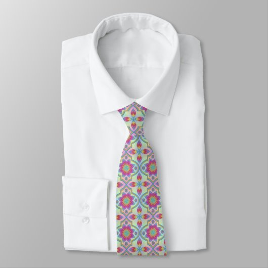 Rainbow Geometric Pattern Necktie Krawatte (Gebunden)